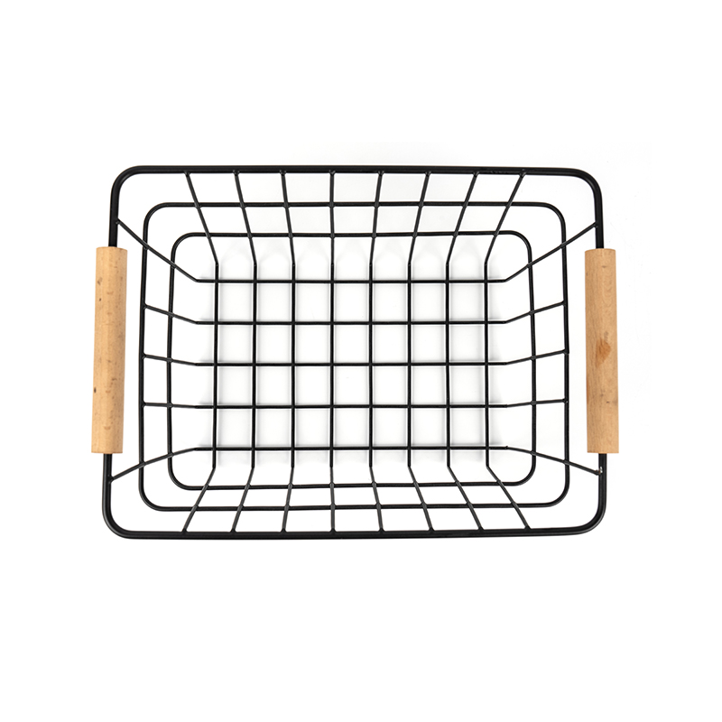 Aufbewahrungskörbe aus Draht mit Holzgriff für Küche und Speisekammer