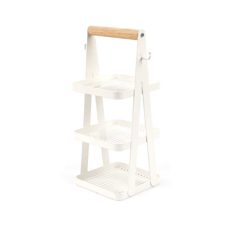 Tragbarer Aufbewahrungskorb mit 3-lagigem Holzgriff