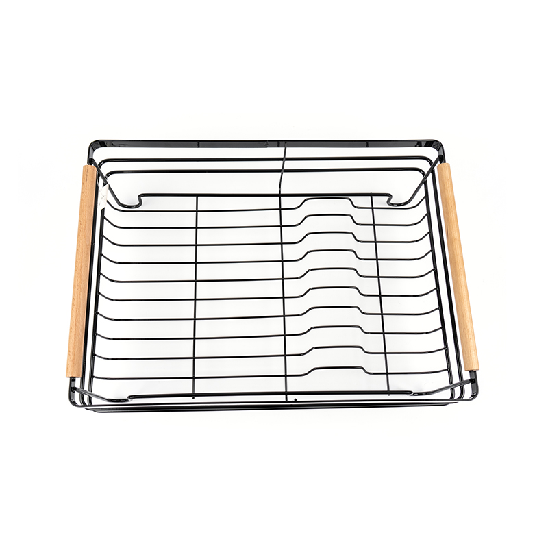 Abtropfgestell aus Metall mit Holzgriffen