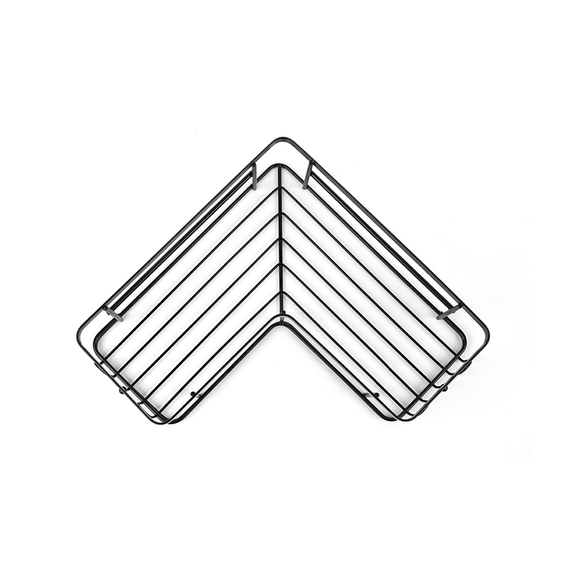 Schwarzer Eckduschkorb zur Wandmontage aus Edelstahl