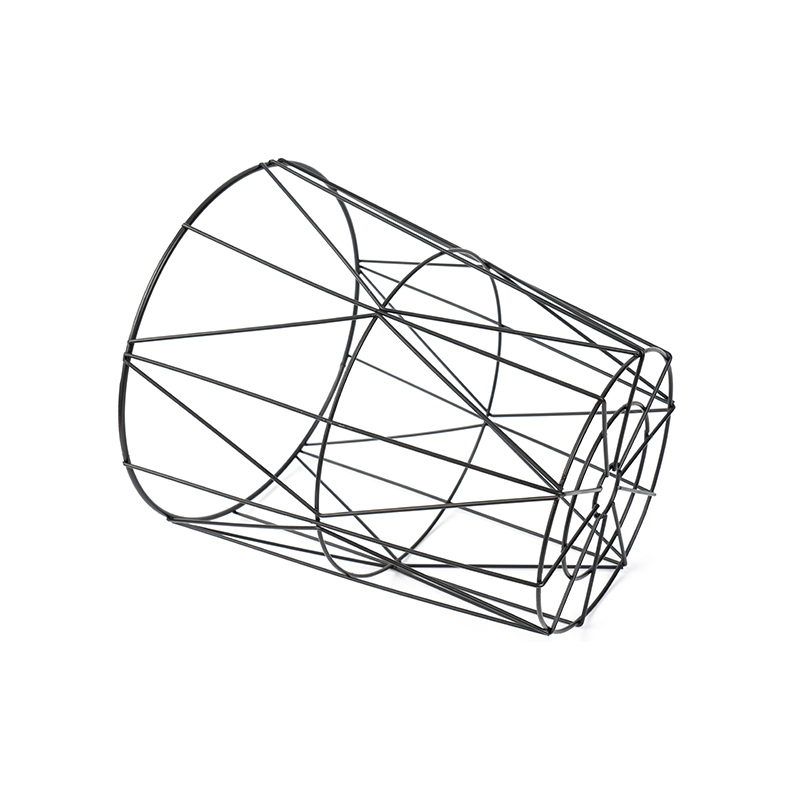 Schwarzer runder Mülleimer aus Drahtgeflecht für Büro und Schlafzimmer