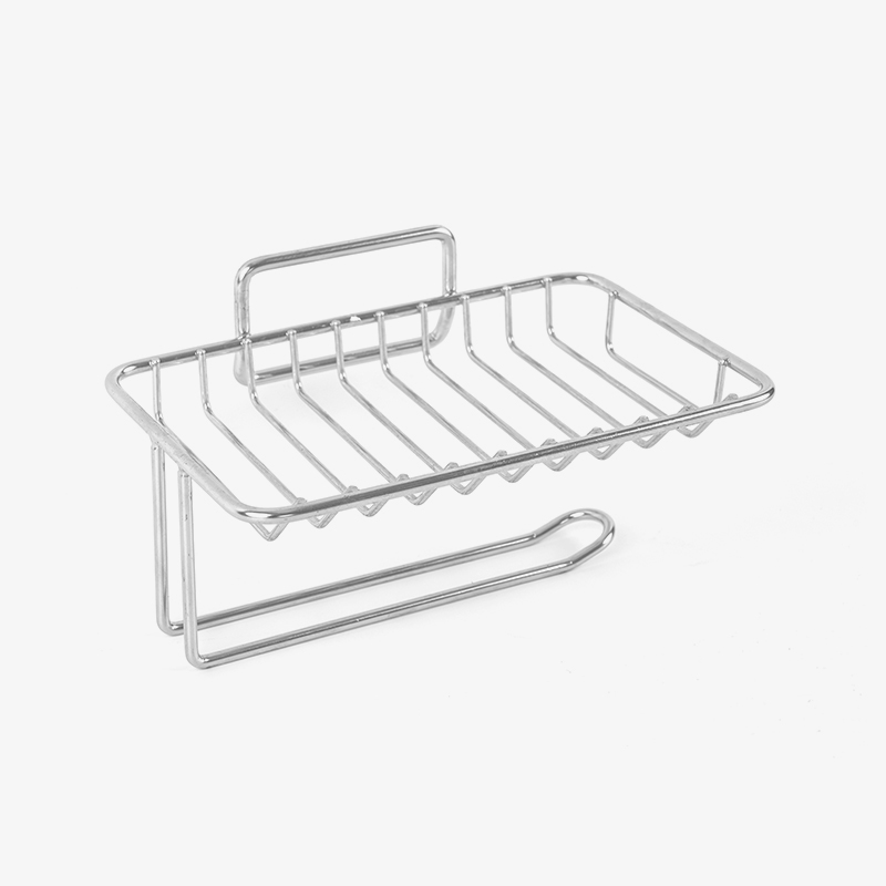 Keramik-Seifenschale mit Selbstentleerung und Edelstahlständer