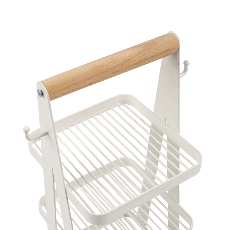 Tragbarer Aufbewahrungskorb mit 3-lagigem Holzgriff