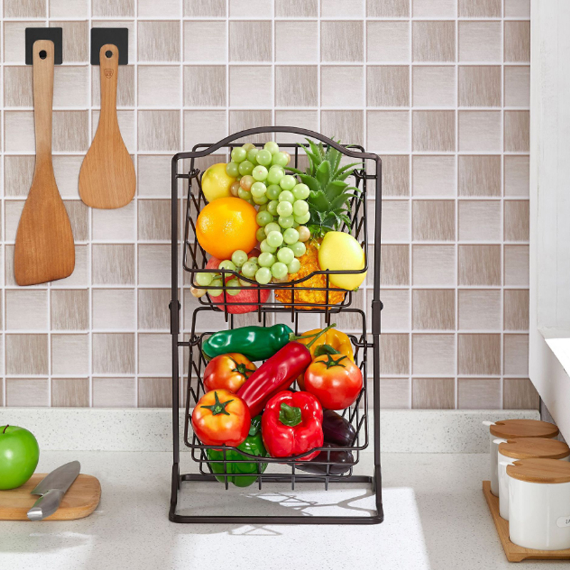 2-stöckiger Obstkorb aus Metall für die Küchentheke